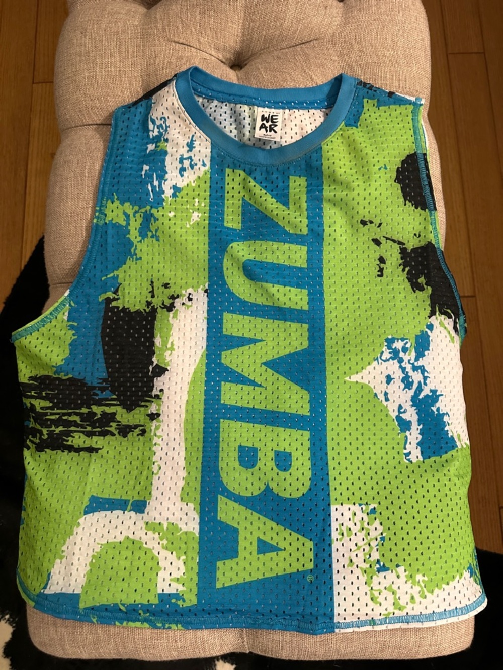 Zumba Fitness Teal & Lime Mesh Tank Top